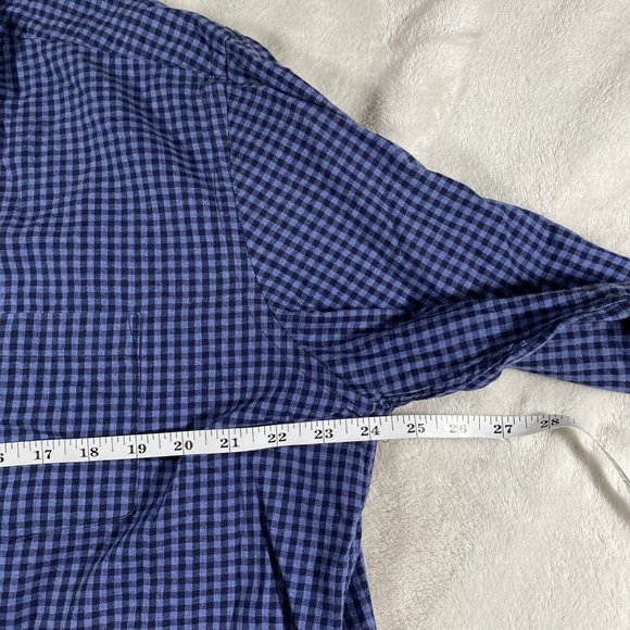 Johnston & Murphy Blue Checkered Casual Button Down Shirt - Picture 6 of 8